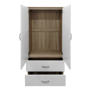 Ντουλάπα δίφυλλη με 2 συρτάρια Lego pakoworld σε sonoma-λευκή απόχρωση 80x42x180εκ-383-000047