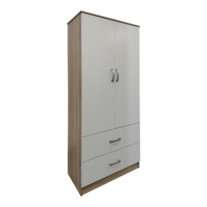 Ντουλάπα δίφυλλη με 2 συρτάρια Lego pakoworld σε sonoma-λευκή απόχρωση 80x42x180εκ-383-000047