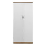 Ντουλάπα δίφυλλη Athos pakoworld σε sonoma-λευκή απόχρωση 80x42x180εκ-383-000052