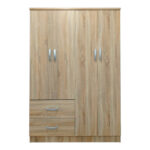 Ντουλάπα τετράφυλλη με 2 συρτάρια Athos pakoworld σε sonoma απόχρωση 120.5x42x181εκ-383-000058