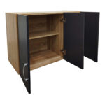 Πατάρι ντουλάπας τρίφυλλο Athos pakoworld σε sonoma-ανθρακί απόχρωση 90x41.5x60εκ-383-000069