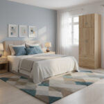 Ντουλάπα δίφυλλη με 2 συρτάρια και πατάρι Athos pakoworld σε oak απόχρωση 80x42x240εκ-383-000078