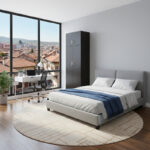 Ντουλάπα δίφυλλη και πατάρι Athos pakoworld σε wenge απόχρωση 80x42x240εκ-383-000084