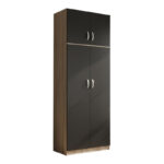 Ντουλάπα δίφυλλη και πατάρι Athos pakoworld σε sonoma-ανθρακί απόχρωση 80x42x240εκ-383-000086