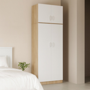 Ντουλάπα δίφυλλη και πατάρι Lego pakoworld σε sonoma-λευκή απόχρωση 80x42x240εκ-383-000087