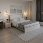 Κρεβάτι Athos pakoworld σε sonoma-λευκό απόχρωση 160x200εκ-383-000101