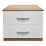 Κομοδίνο Athos pakoworld σε sonoma-λευκή απόχρωση 48x40x41.5εκ-383-000106
