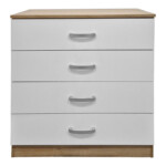 Συρταριέρα Athos pakoworld σε sonoma-λευκή απόχρωση 80x40x79εκ-383-000111