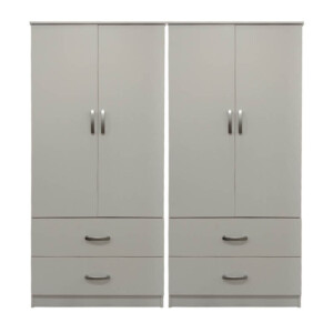 Ντουλάπα τετράφυλλη με συρτάρια Lego pakoworld λευκή 160x42x180εκ-383-000177