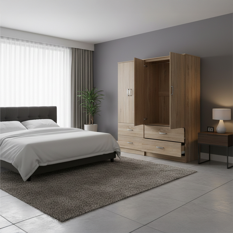 Ντουλάπα τετράφυλλη με συρτάρια Lego pakoworld sonoma 160x42x180εκ-383-000200 Ντουλάπα τετράφυλλη με συρτάρια Lego pakoworld sonoma 160x42x180εκ-383-000200