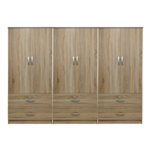 Ντουλάπα εξάφυλλη με συρτάρια Lego pakoworld sonoma 240x42x180εκ-383-000201