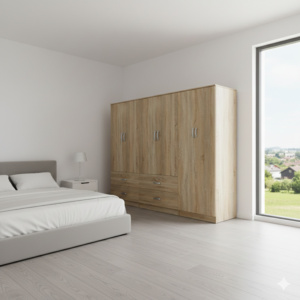 Ντουλάπα εξάφυλλη Lego pakoworld sonoma 240x42x180εκ-383-000203