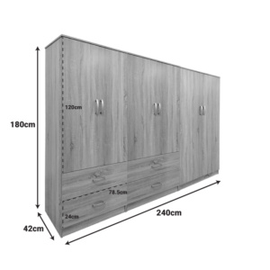 Ντουλάπα εξάφυλλη Lego pakoworld sonoma 240x42x180εκ-383-000203