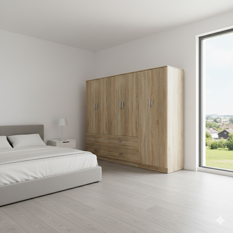 Ντουλάπα εξάφυλλη Lego pakoworld sonoma 240x42x180εκ-383-000203 Ντουλάπα εξάφυλλη Lego pakoworld sonoma 240x42x180εκ-383-000203