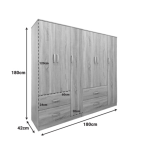 Ντουλάπα εξάφυλλη Lego pakoworld sonoma 180x42x180εκ-383-000206
