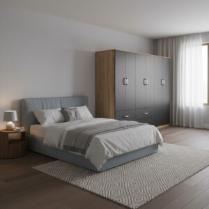 Ντουλάπα εξάφυλλη Lego pakoworld sonoma-ανθρακί 240x42x180εκ-383-000242