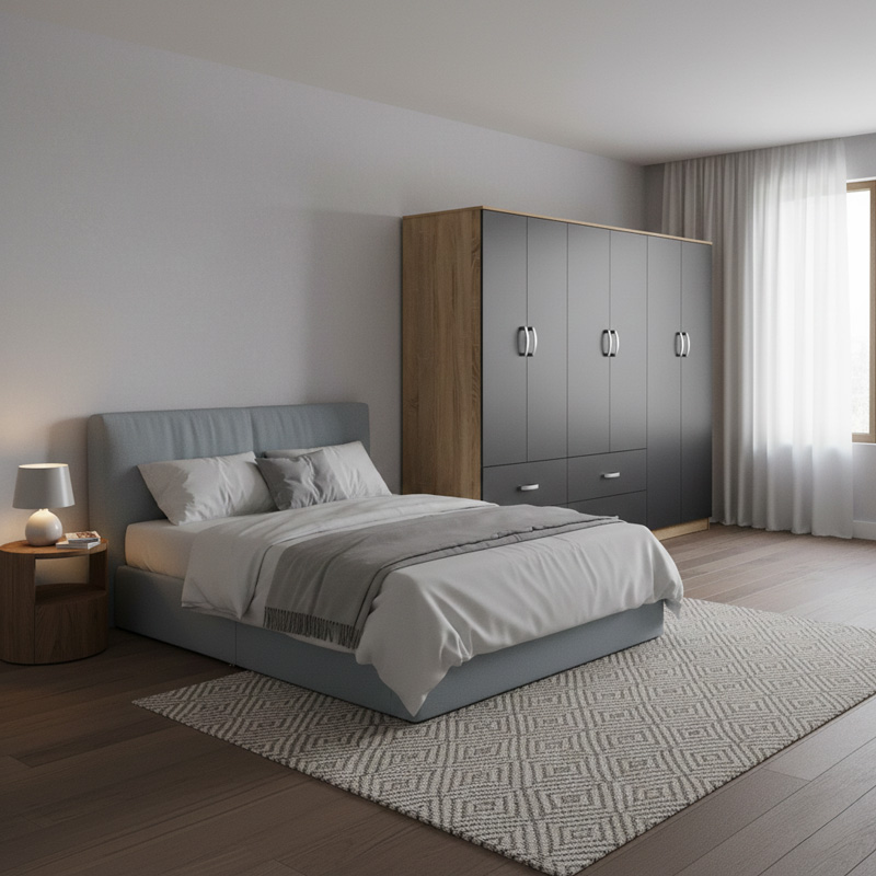 Ντουλάπα εξάφυλλη Lego pakoworld sonoma-ανθρακί 240x42x180εκ-383-000242 Ντουλάπα εξάφυλλη Lego pakoworld sonoma-ανθρακί 240x42x180εκ-383-000242