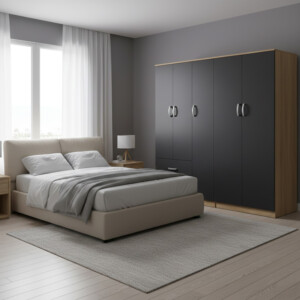 Ντουλάπα πεντάφυλλη Lego I pakoworld sonoma-ανθρακί 170x42x180εκ-383-000246