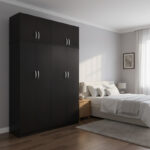 Ντουλάπα τετράφυλλη με πατάρι Athos Ι pakoworld wenge 160x42x240εκ-383-000257