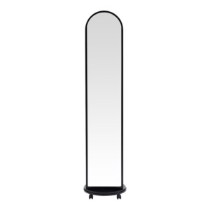 Καθρέπτης τροχήλατος Espero pakoworld mdf με ράφια σε μαύρη απόχρωση Φ34x170εκ-384-000013