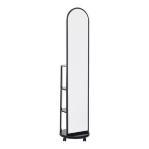 Καθρέπτης τροχήλατος Espero pakoworld mdf με ράφια σε μαύρη απόχρωση Φ34x170εκ-384-000013