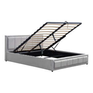 Κρεβάτι Huga pakoworld με αποθηκευτικό χώρο βελούδο γκρι 160x200εκ-388-000014