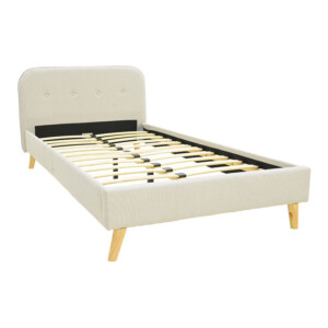 Κρεβάτι LumiLux pakoworld ύφασμα σε μπεζ απόχρωση 100x200εκ-388-000025