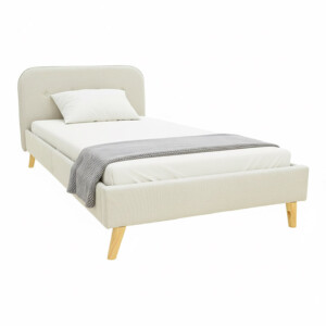 Κρεβάτι LumiLux pakoworld ύφασμα σε μπεζ απόχρωση 100x200εκ-388-000025