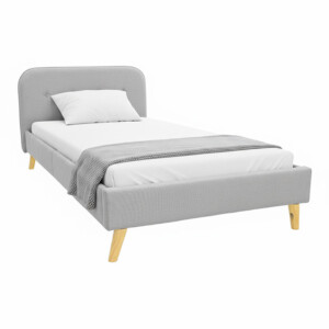 Κρεβάτι LumiLux pakoworld ύφασμα σε γκρι απόχρωση 100x200εκ-388-000026