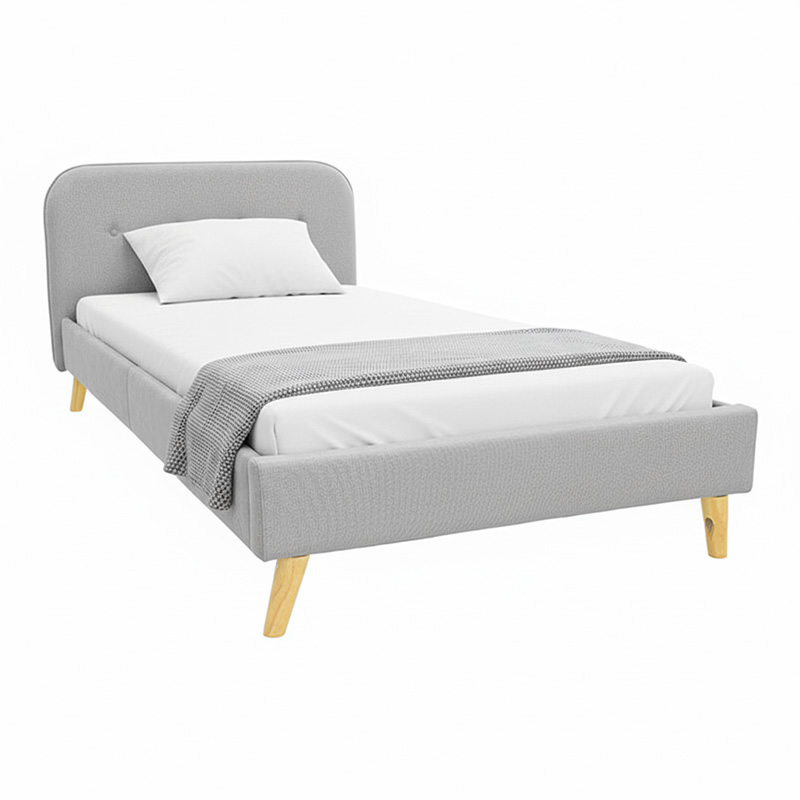 Κρεβάτι LumiLux pakoworld ύφασμα σε γκρι απόχρωση 100x200εκ-388-000026