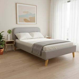 Κρεβάτι LumiLux pakoworld ύφασμα σε γκρι απόχρωση 160x200εκ-388-000028