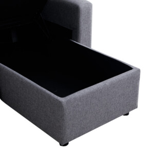 Γωνιακός αναστρέψιμος καναπές κρεβάτι Kamore pakoworld με αποθηκευτικό χώρο γκρι ύφασμα 223x146x85εκ-389-000004