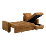 Γωνιακός αναστρέψιμος καναπές κρεβάτι Comfie pakoworld με αποθηκευτικό χώρο camel ύφασμα 260x156x98εκ-389-000007