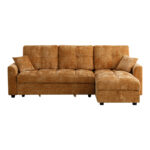 Γωνιακός αναστρέψιμος καναπές κρεβάτι Comfie pakoworld με αποθηκευτικό χώρο camel ύφασμα 260x156x98εκ-389-000007