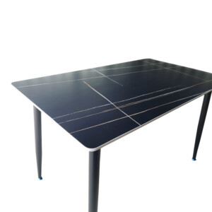 Τραπέζι Pembe pakoworld sintered stone μαύρη όψη μαρμάρου με μαύρα μεταλλικά πόδια 120x70x75εκ-390-000002