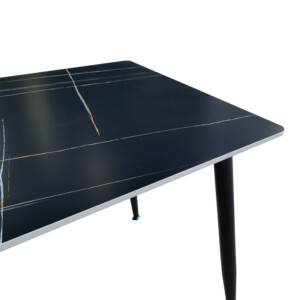 Τραπέζι Pembe pakoworld sintered stone μαύρη όψη μαρμάρου με μαύρα μεταλλικά πόδια 120x70x75εκ-390-000002