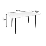 Τραπέζι Pembe pakoworld sintered stone λευκή όψη μαρμάρου με μαύρα μεταλλικά πόδια 140x80x75εκ-390-000003