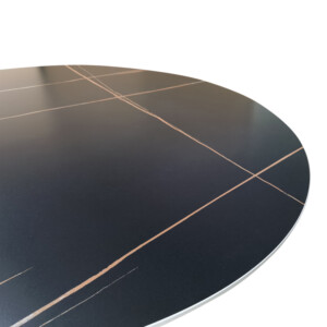 Τραπέζι Orbital pakoworld sintered stone μαύρη όψη μαρμάρου με μαύρα μεταλλικά πόδια Φ120x76εκ-390-000006