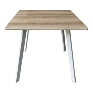 Τραπέζι Squaro pakoworld sonoma mdf με λευκά μεταλλικά πόδια 80x80x75εκ-390-000009