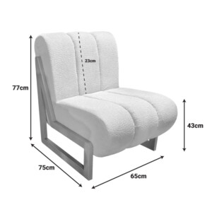 Πολυθρόνα Cocoon pakoworld ύφασμα σε λευκή -πόδια σε φυσική απόχρωση 65x75x77εκ-392-000007