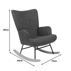 Κουνιστή πολυθρόνα Jianna pakoworld ανθρακί ύφασμα με πόδι σε φυσική απόχρωση 79x64x89εκ-393-000005