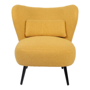 Πολυθρόνα Nagreta pakoworld κίτρινο ύφασμα με μεταλλικό πόδι σε μαύρη απόχρωση 77x73x74εκ-393-000013