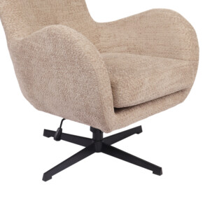 Πολυθρόνα Zefrina pakoworld περιστρεφόμενη μπεζ ύφασμα με βάση σε μαύρη απόχρωση 82x77x99εκ-393-000019