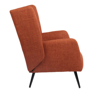 Πολυθρόνα Mareta pakoworld terracotta ύφασμα με πόδι σε μαύρη απόχρωση 83x80x99εκ-393-000026