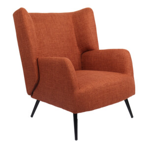 Πολυθρόνα Mareta pakoworld terracotta ύφασμα με πόδι σε μαύρη απόχρωση 83x80x99εκ-393-000026