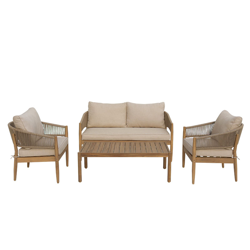 Σαλόνι εξωτερικού χώρου Lemanda pakoworld μασίφ ξύλο ακακίας με σχοινί και μπεζ μαξιλάρια-405-000001 Σαλόνι εξωτερικού χώρου Lemanda pakoworld μασίφ ξύλο ακακίας με σχοινί και μπεζ μαξιλάρια-405-000001