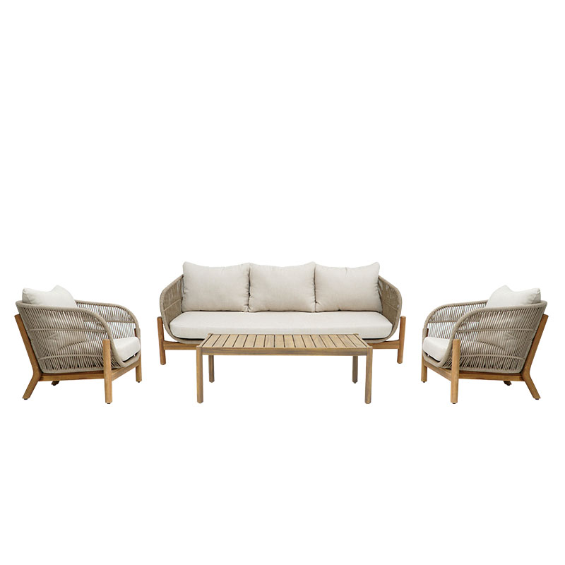 Σαλόνι εξωτερικού χώρου Verilan pakoworld μασίφ ξύλο ακακίας με σχοινί και μπεζ μαξιλάρια-405-000002 Σαλόνι εξωτερικού χώρου Verilan pakoworld μασίφ ξύλο ακακίας με σχοινί και μπεζ μαξιλάρια-405-000002