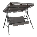 Κούνια κήπου Globo pakoworld μέταλλο μαύρο-ύφασμα σε ανθρακί απόχρωση 170x110x153εκ-407-000001