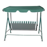 Κούνια κήπου Globo pakoworld μέταλλο πράσινο-ύφασμα σε λευκή-πράσινη απόχρωση 170x110x153εκ-407-000002