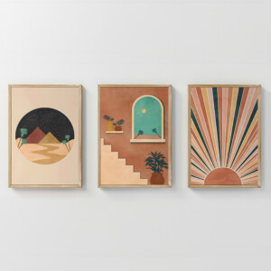 Πίνακας Venven  pakoworld τρίπτυχος με ψηφιακή εκτύπωση και πλαίσιο 33x1.5x48εκ-409-000177